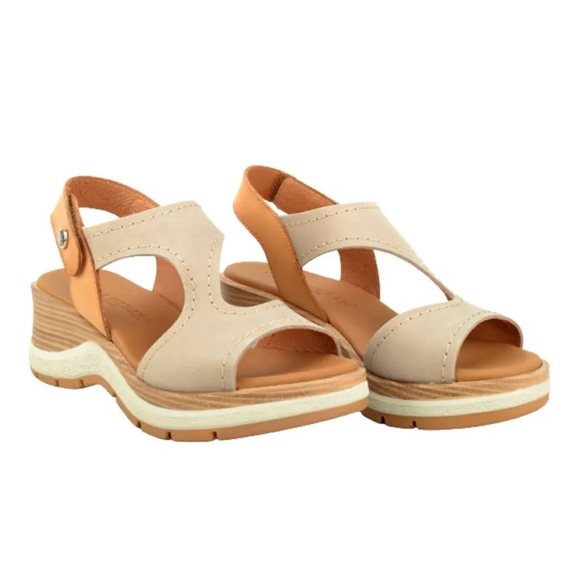 Sandalia con cuña camel