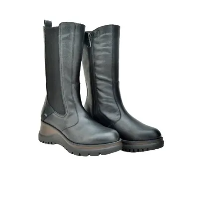 Botas Altas Negras Piel Confort Estilizado - Paula Urban ????????