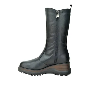Botas Altas Negras Piel Confort Estilizado - Paula Urban ????????
