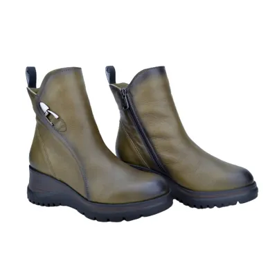 Botines Caqui Piel Hebilla - Paula Urban ????